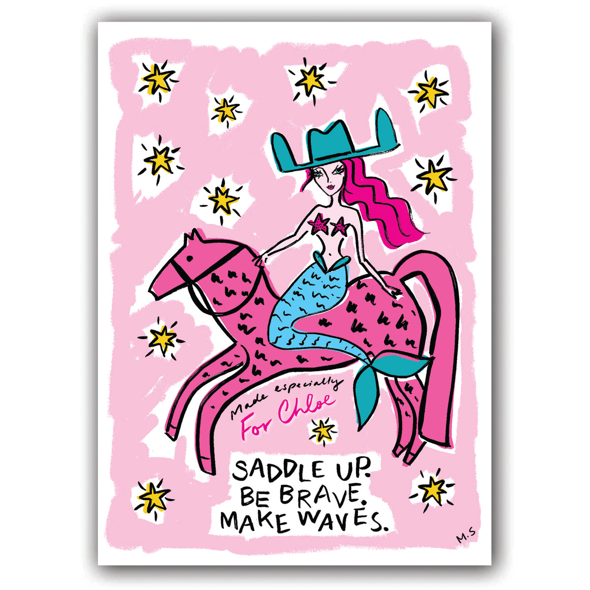 Personalised Mermaid Cowgirl Art